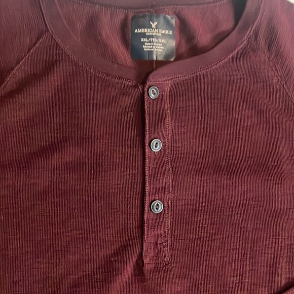 American eagle mens long sleeve maroon 1/4 button soft tee size xxl - Picture 7 of 14